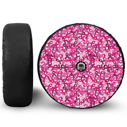 Breast Cancer Awareness Symbol Print Tire Cover With Camera Hole