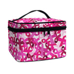 Breast Cancer Awareness Symbol Print Travel Makeup Bag