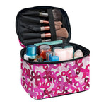 Breast Cancer Awareness Symbol Print Travel Makeup Bag