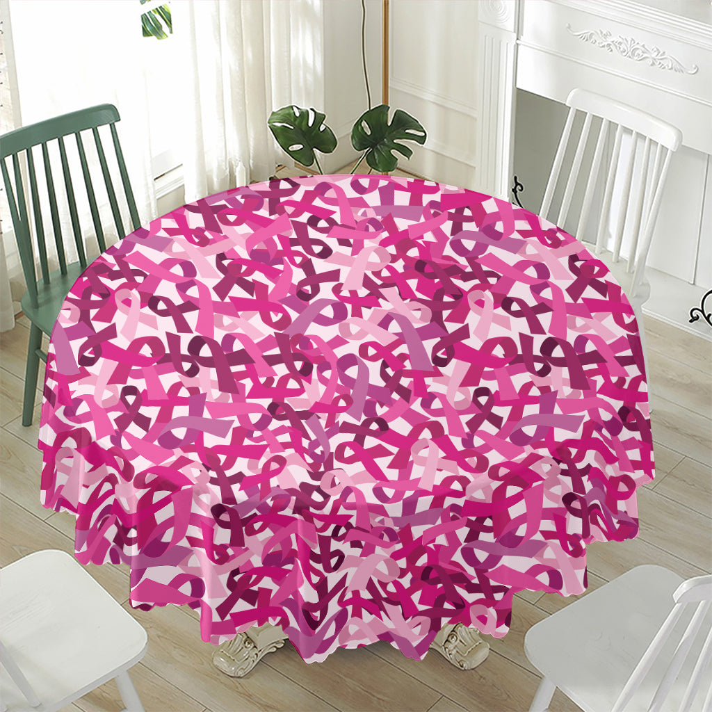 Breast Cancer Awareness Symbol Print Waterproof Round Tablecloth