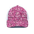 Breast Cancer Awareness Symbol Print White Mesh Trucker Hat