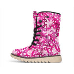 Breast Cancer Awareness Symbol Print Winter Boots