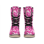 Breast Cancer Awareness Symbol Print Winter Boots