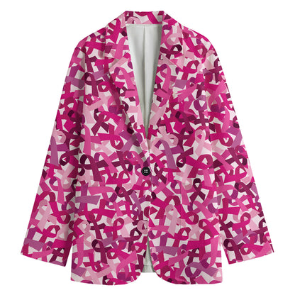 Breast Cancer Awareness Symbol Print Women's Blazer