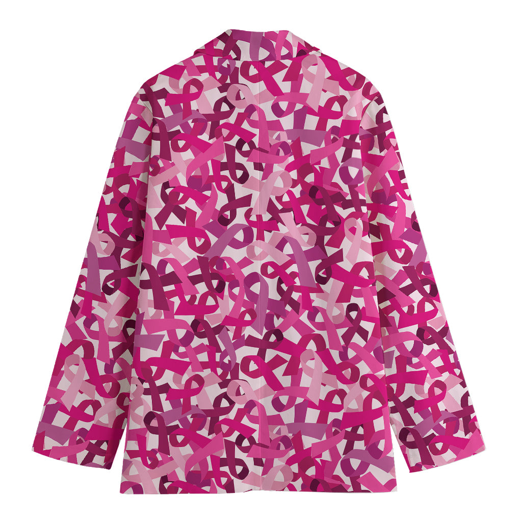 Breast Cancer Awareness Symbol Print Women's Cotton Blazer