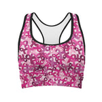 Breast Cancer Awareness Symbol Print Women's Sports Bra