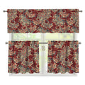 Brick Floral Bohemian Pattern Print 3 Piece Kitchen Curtains