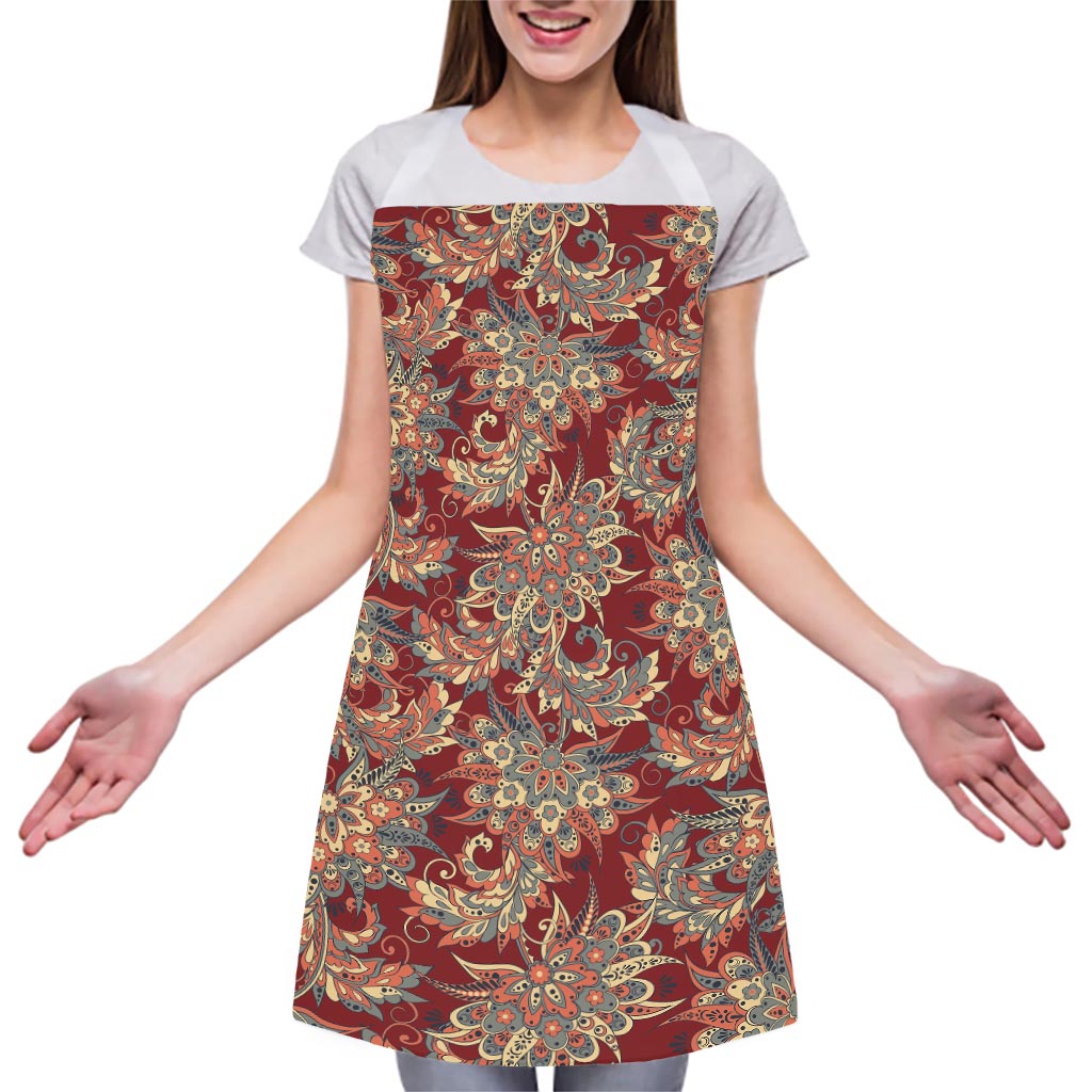 Brick Floral Bohemian Pattern Print Adjustable Apron