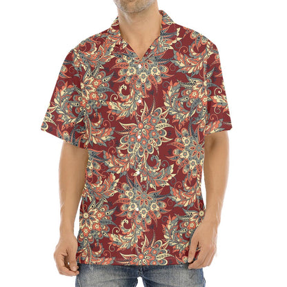 Brick Floral Bohemian Pattern Print Aloha Shirt