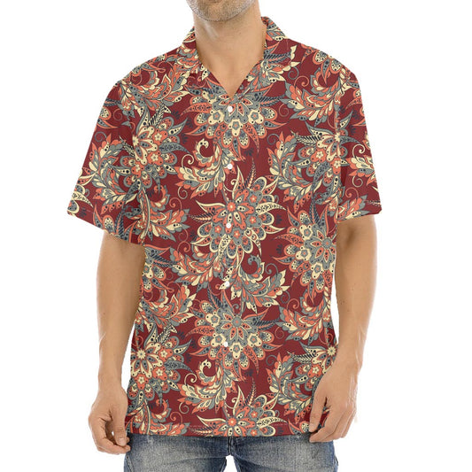 Brick Floral Bohemian Pattern Print Aloha Shirt