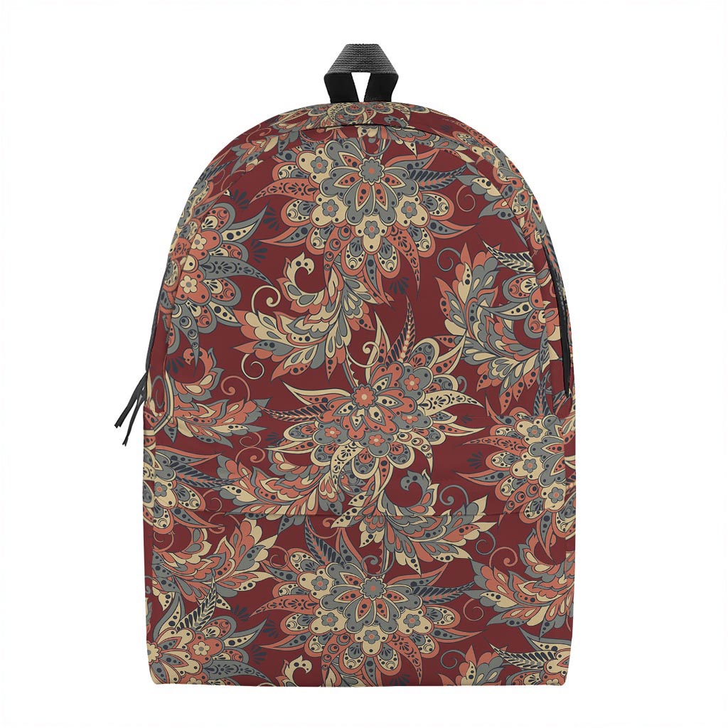Brick Floral Bohemian Pattern Print Backpack