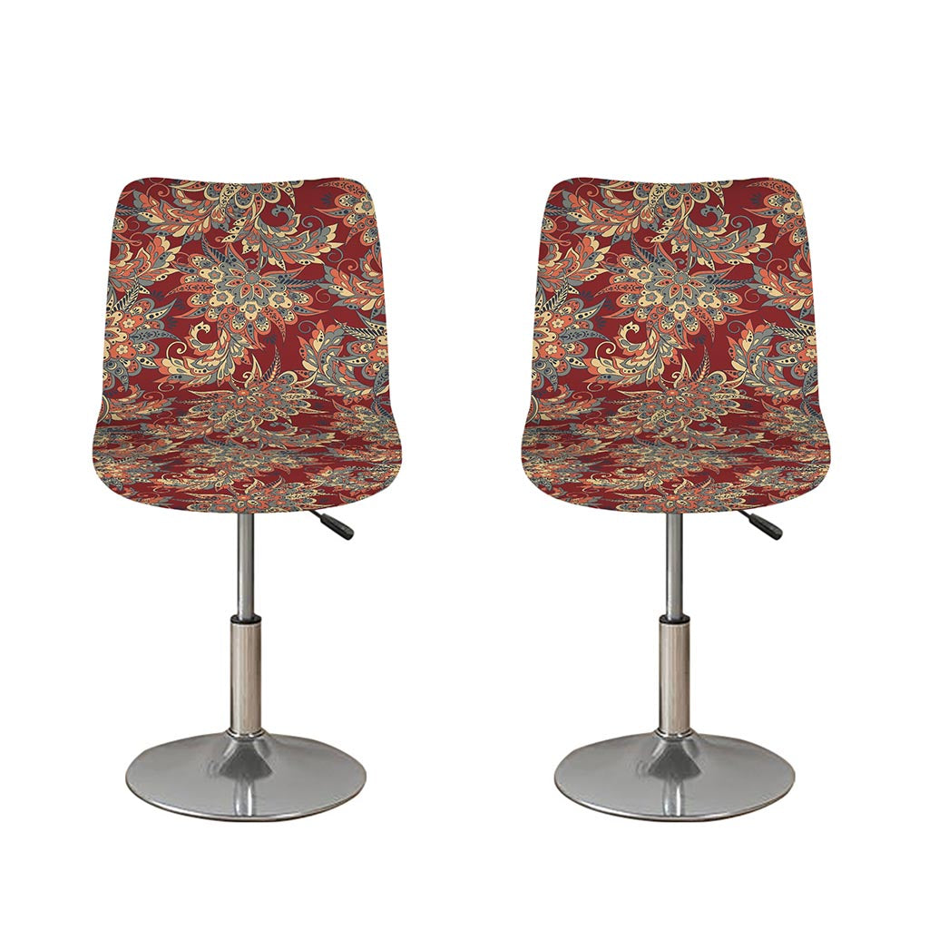 Brick Floral Bohemian Pattern Print Bar Stool Covers