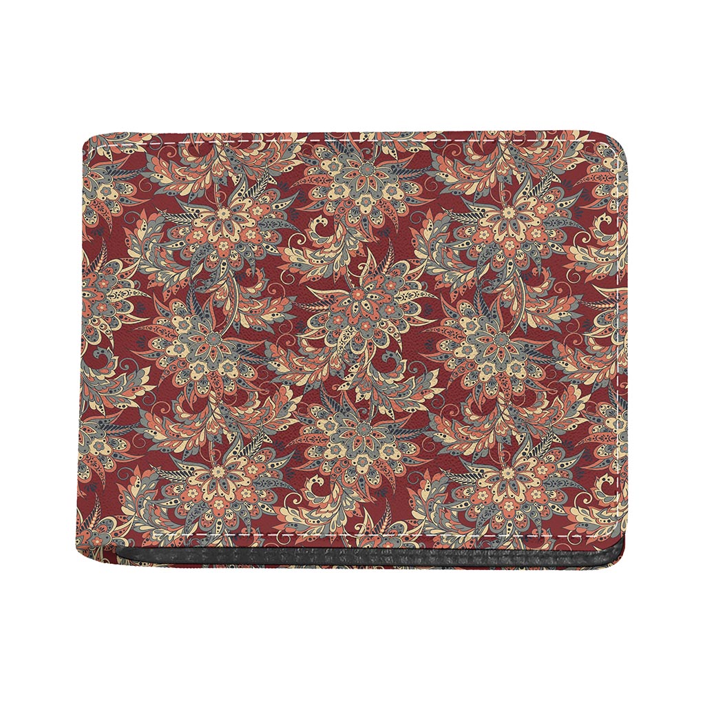 Brick Floral Bohemian Pattern Print Bifold Wallet