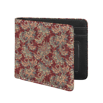 Brick Floral Bohemian Pattern Print Bifold Wallet
