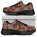 Brick Floral Bohemian Pattern Print Black Chunky Shoes