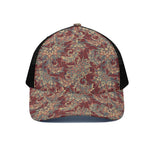 Brick Floral Bohemian Pattern Print Black Mesh Trucker Cap