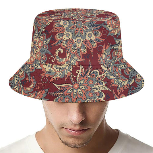 Brick Floral Bohemian Pattern Print Bucket Hat