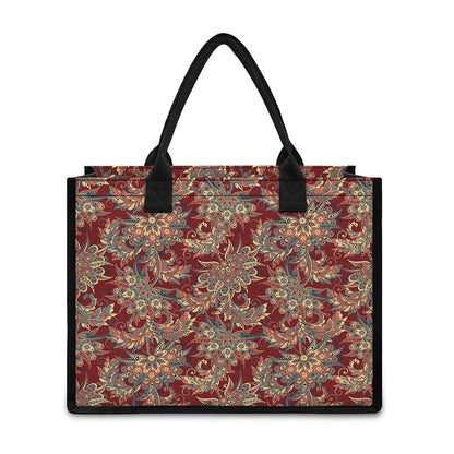 Brick Floral Bohemian Pattern Print Canvas Tote Bag