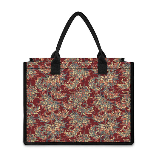 Brick Floral Bohemian Pattern Print Canvas Tote Bag