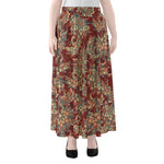 Brick Floral Bohemian Pattern Print Chiffon Maxi Skirt