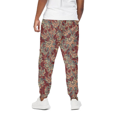 Brick Floral Bohemian Pattern Print Cotton Pants