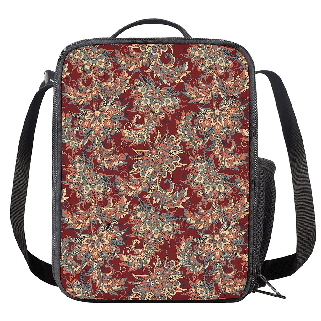 Brick Floral Bohemian Pattern Print Crossbody Lunch Bag