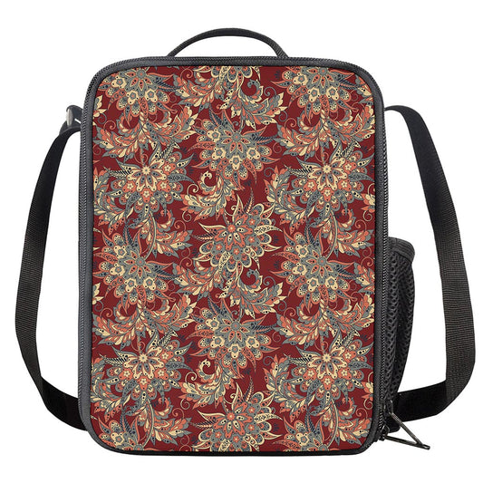 Brick Floral Bohemian Pattern Print Crossbody Lunch Bag