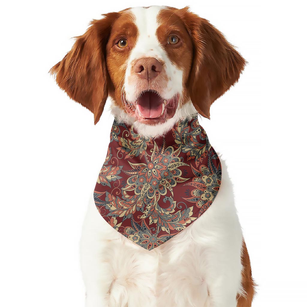 Brick Floral Bohemian Pattern Print Dog Bandana