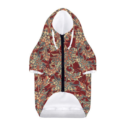 Brick Floral Bohemian Pattern Print Dog Zip Up Hoodie