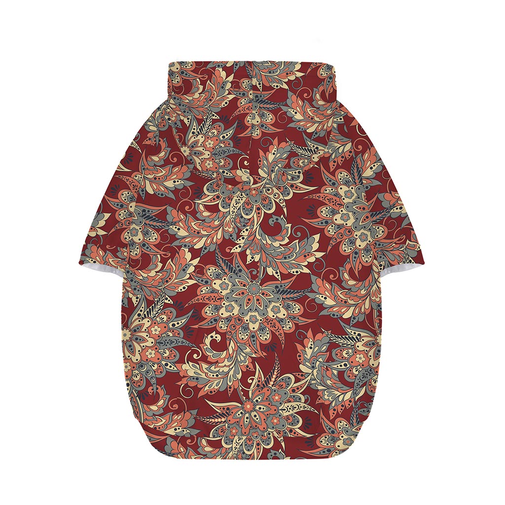 Brick Floral Bohemian Pattern Print Dog Zip Up Hoodie
