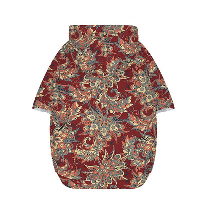 Brick Floral Bohemian Pattern Print Dog Zip Up Hoodie