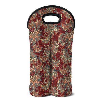 Brick Floral Bohemian Pattern Print Double Neoprene Wine Tote