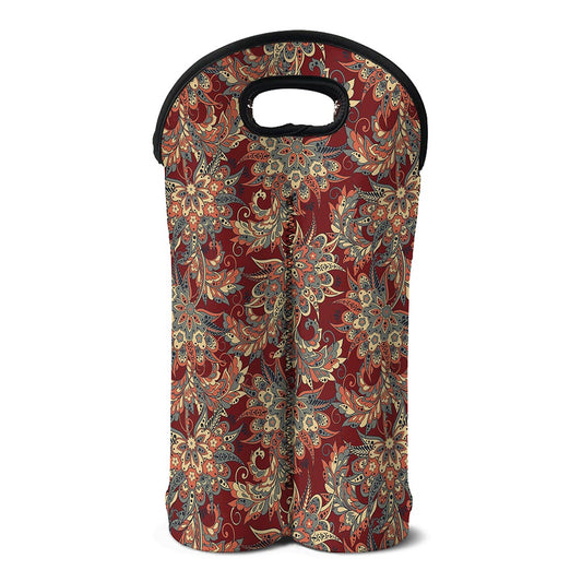 Brick Floral Bohemian Pattern Print Double Neoprene Wine Tote