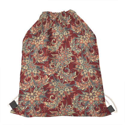 Brick Floral Bohemian Pattern Print Drawstring Bag