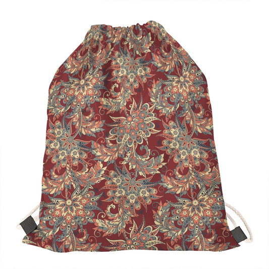 Brick Floral Bohemian Pattern Print Drawstring Bag