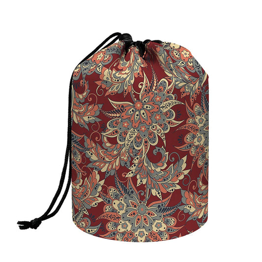 Brick Floral Bohemian Pattern Print Drawstring Makeup Bag