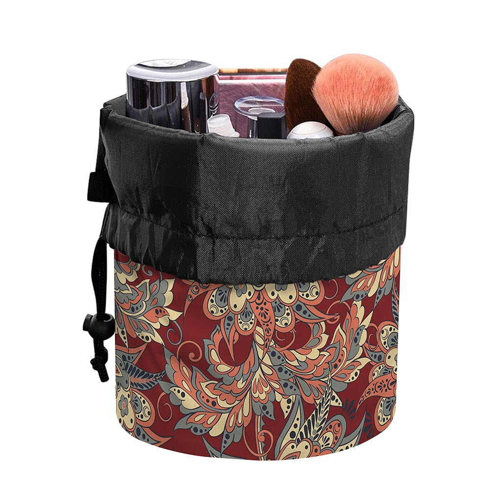 Brick Floral Bohemian Pattern Print Drawstring Makeup Bag