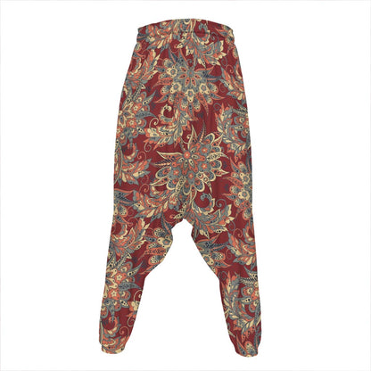 Brick Floral Bohemian Pattern Print Hammer Pants