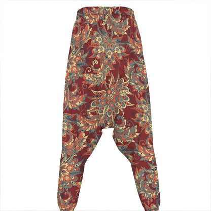 Brick Floral Bohemian Pattern Print Hammer Pants