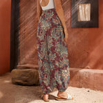 Brick Floral Bohemian Pattern Print Harem Pants