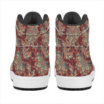 Brick Floral Bohemian Pattern Print High Top Leather Sneakers