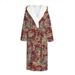 Brick Floral Bohemian Pattern Print Hooded Bathrobe