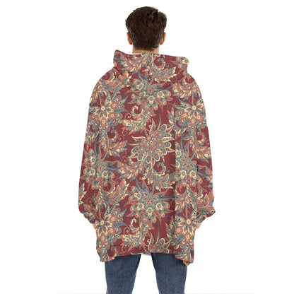 Brick Floral Bohemian Pattern Print Hoodie Blanket