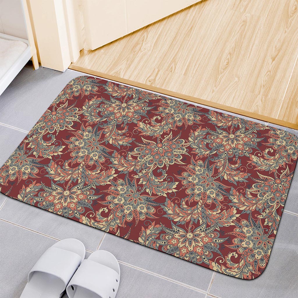 Brick Floral Bohemian Pattern Print Indoor Door Mat