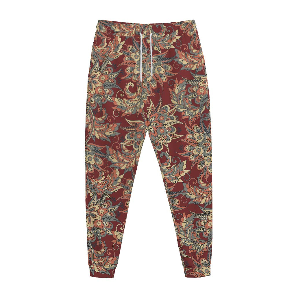 Brick Floral Bohemian Pattern Print Jogger Pants