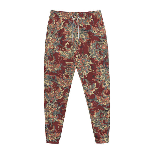 Brick Floral Bohemian Pattern Print Jogger Pants
