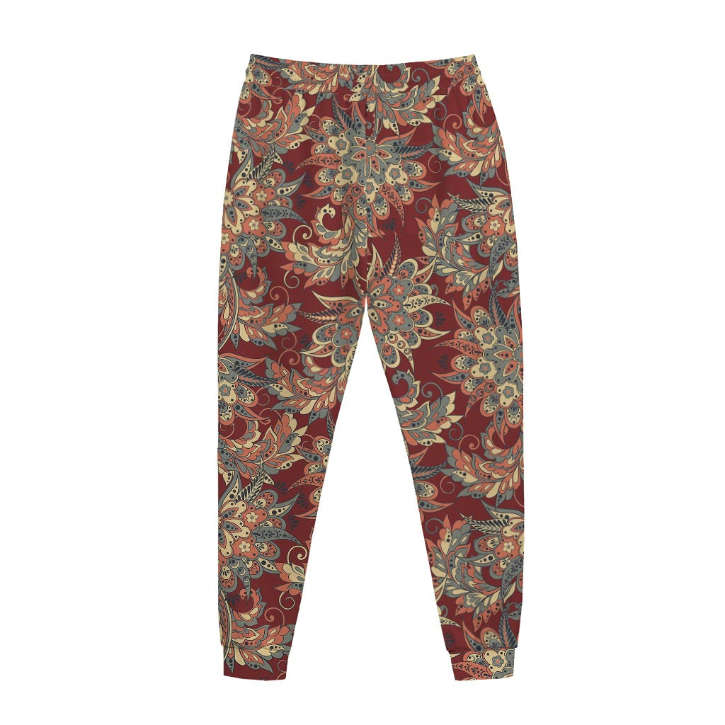 Brick Floral Bohemian Pattern Print Jogger Pants