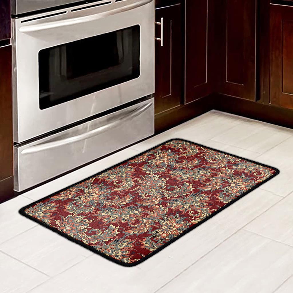 Brick Floral Bohemian Pattern Print Kitchen Mat