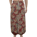 Brick Floral Bohemian Pattern Print Lantern Pants
