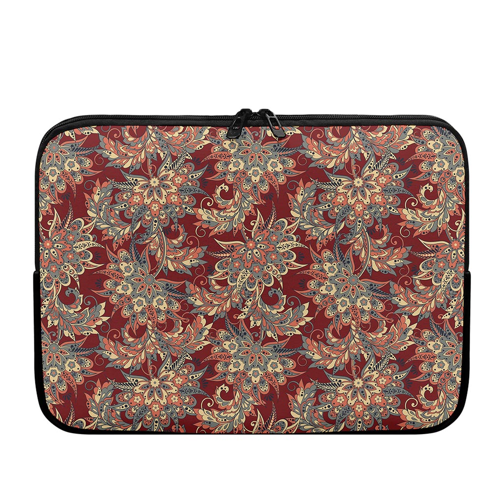 Brick Floral Bohemian Pattern Print Laptop Sleeve